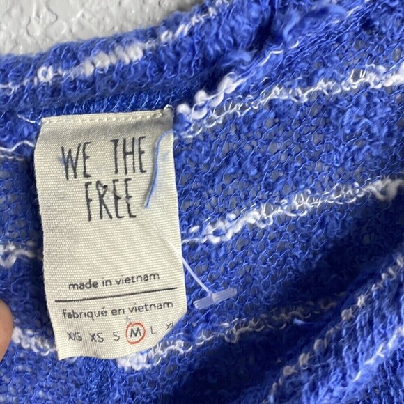 Free People Womens Island Girl Hacci Basic T-Shirt Blue White Stripes Medium - Picture 3 of 8
